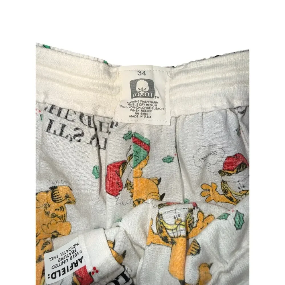 Vintage 90s Garfield Christmas Boxer Men’s 34 USA 100% Cotton Holiday Shorts